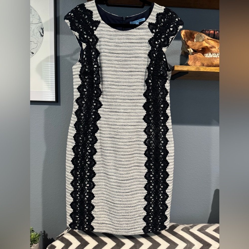 Elegant Blue and White Lace Dress